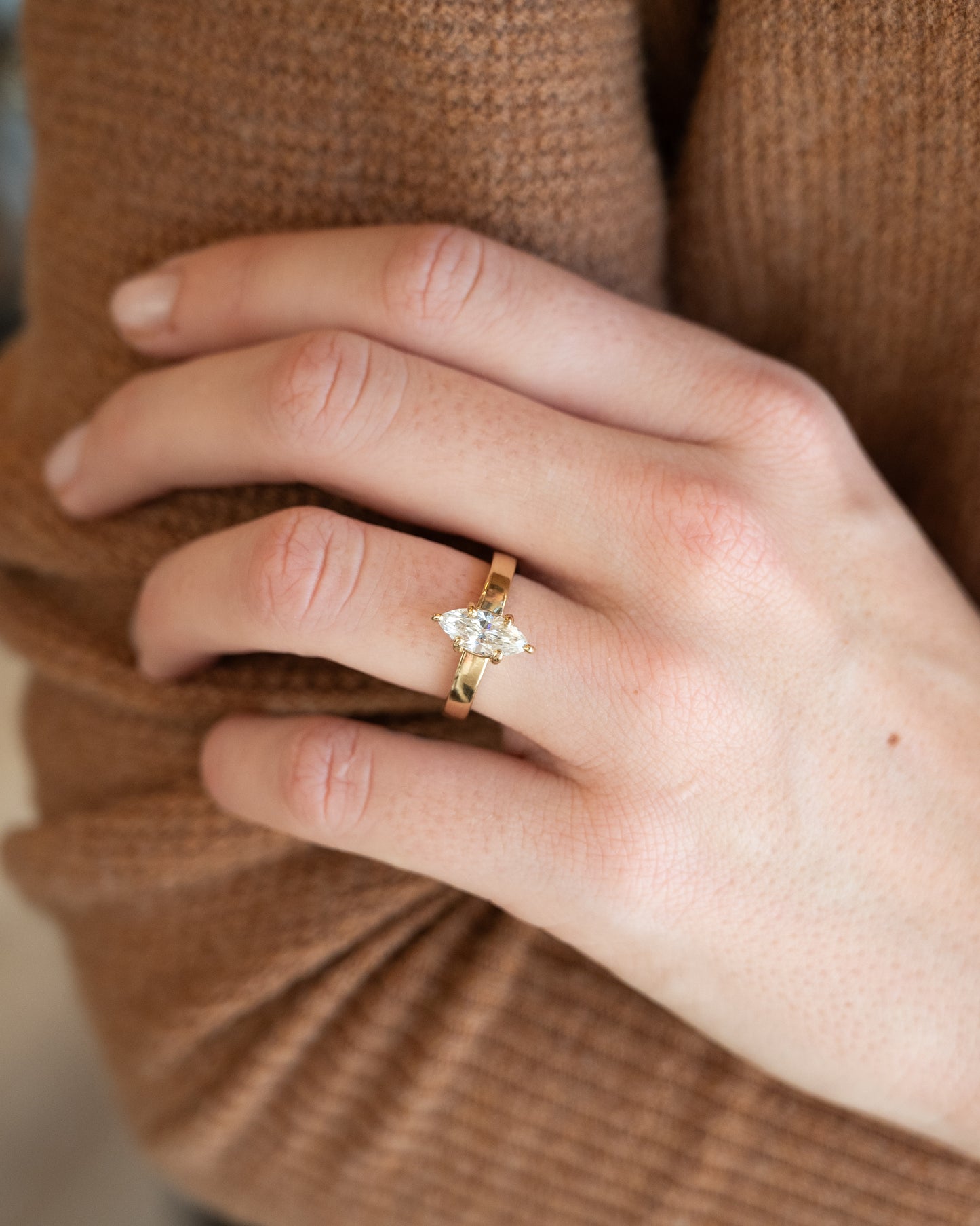 1.14 Marquise Diamond Engagement Ring 14k Yellow Gold