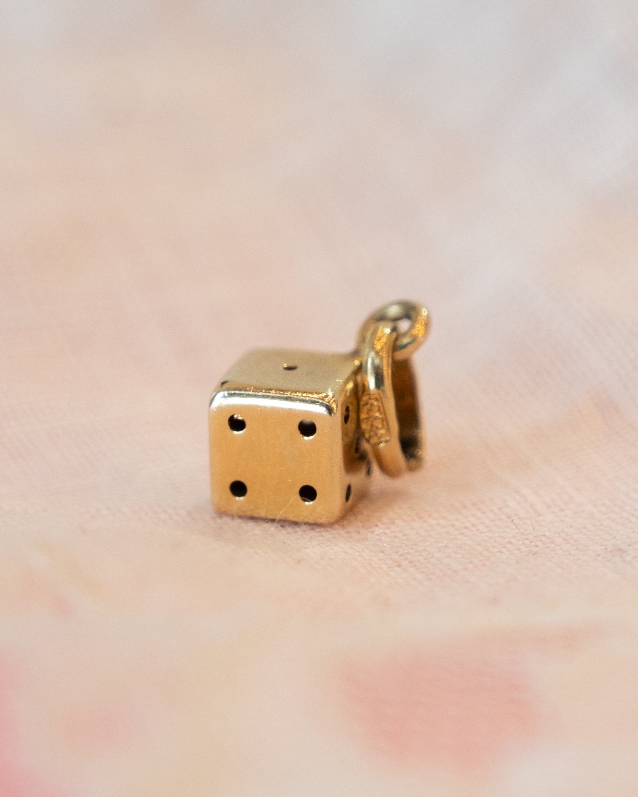Vintage Mid-Century Dice Charm in 14K Yellow Gold