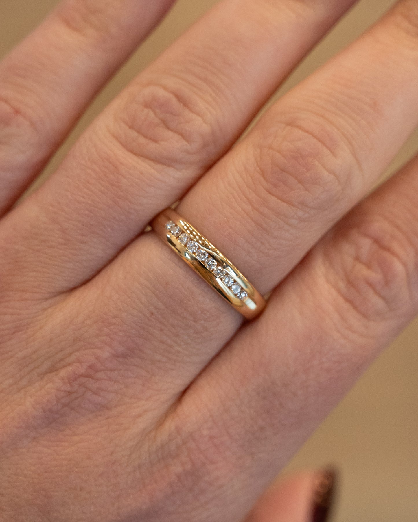 .20 Channel Diamond Wedding Band 14k Yellow Gold