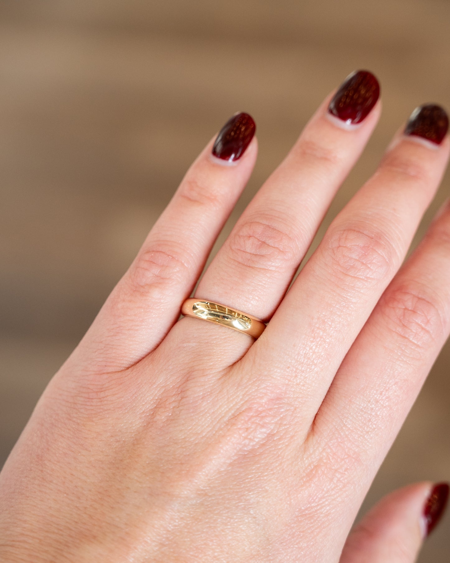 Mens 5mm Half Round Wedding Band 14k Yellow Gold