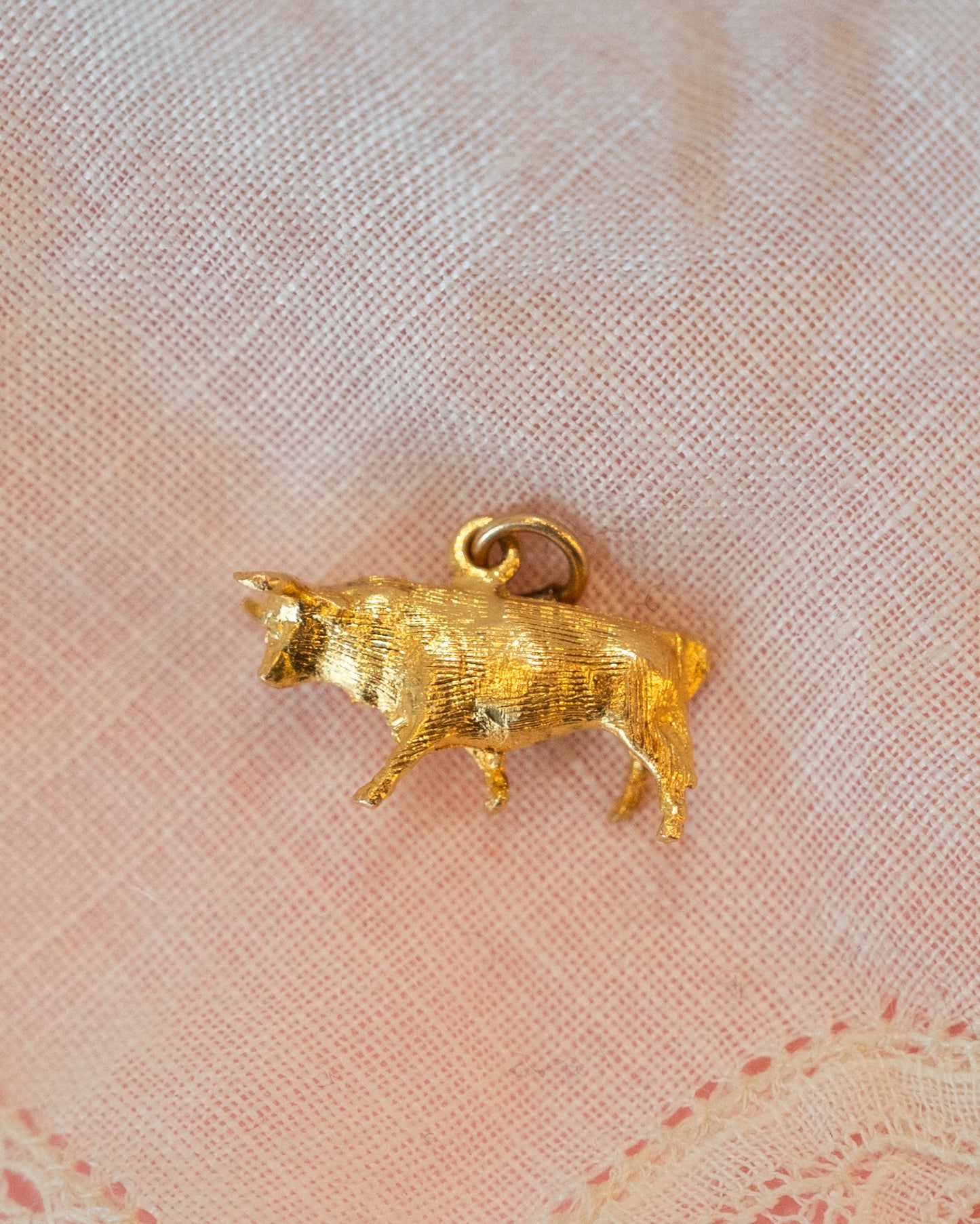 Bull Charm in 14k Yellow Gold