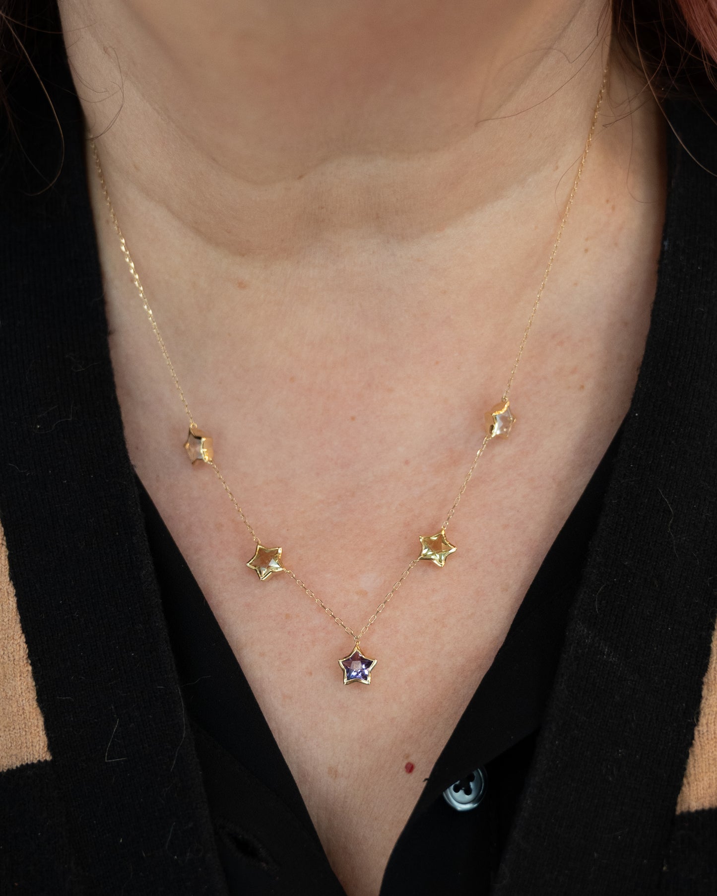 2.90 Amethyst & Peridot Necklace 14k Yellow Gold