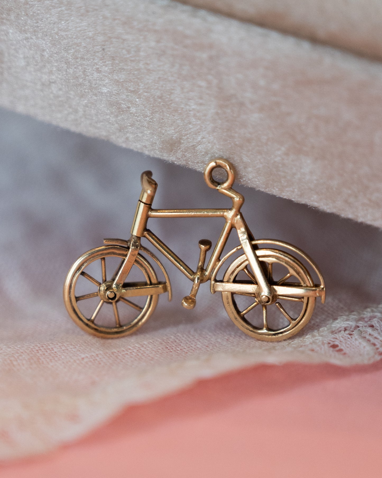 Vintage Mid-Century Bicycle Charm 14K Yellow Gold