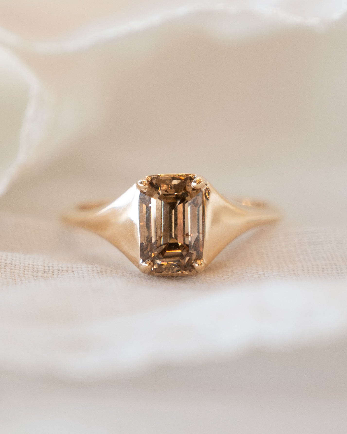 1.70 Emerald Cut Champagne Diamond Engagement Ring 14k