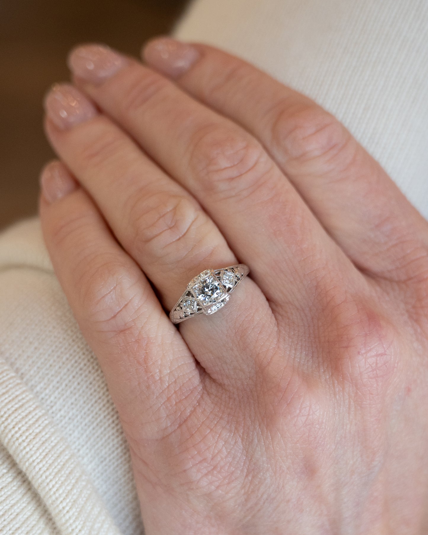 .32 Antique Deco Brilliant Diamond Engagement Ring 18k