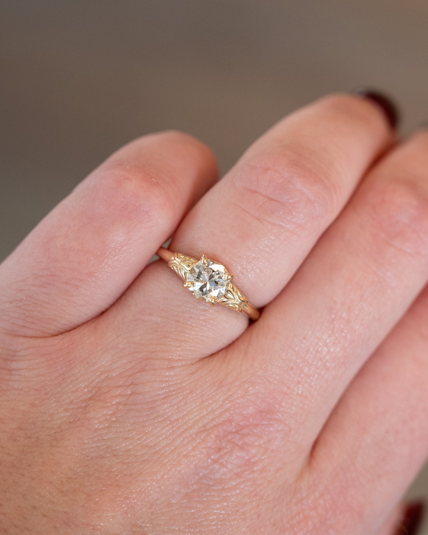 1.08 Round Diamond Engagement Ring 14k Yellow Gold