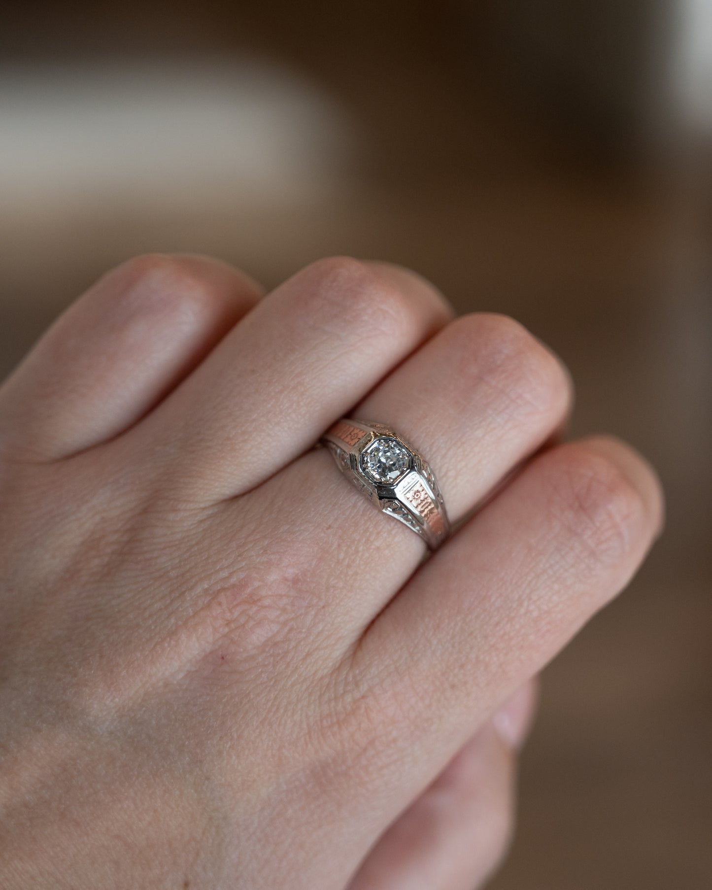 .35 Vintage Art Deco Diamond Engagement Ring 18k