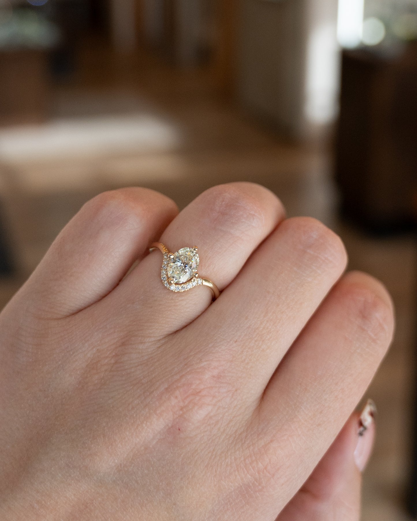 1.50 Oval Diamond Engagement Ring in 14k Yellow Gold