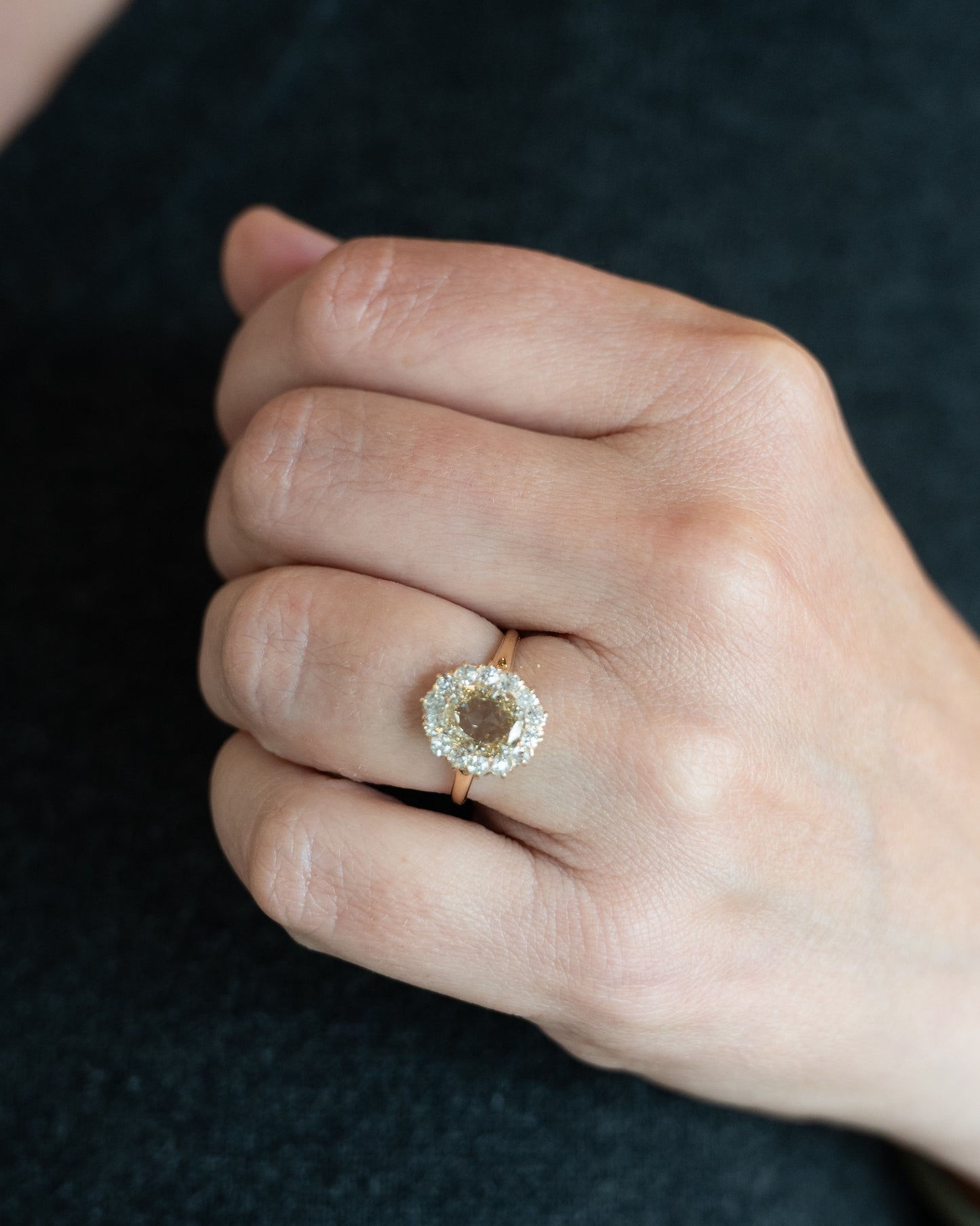 1.54 Victorian Rose Cut Diamond Halo Engagement Ring