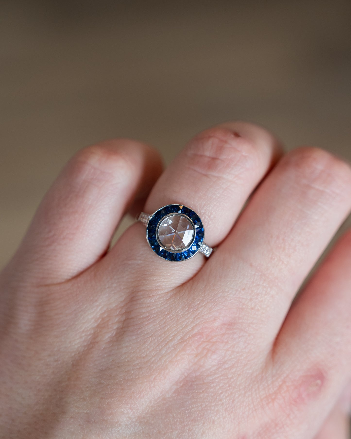 .68 Rose Cut Diamond Engagement Ring in Platinum