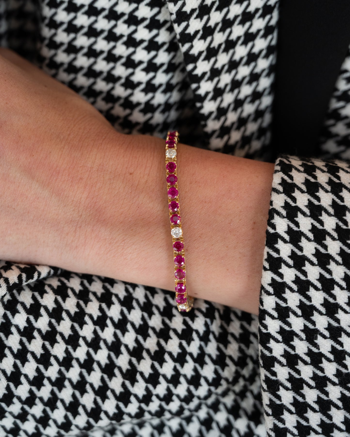 6.63 Rubie & Diamond Tennis Necklace 18k