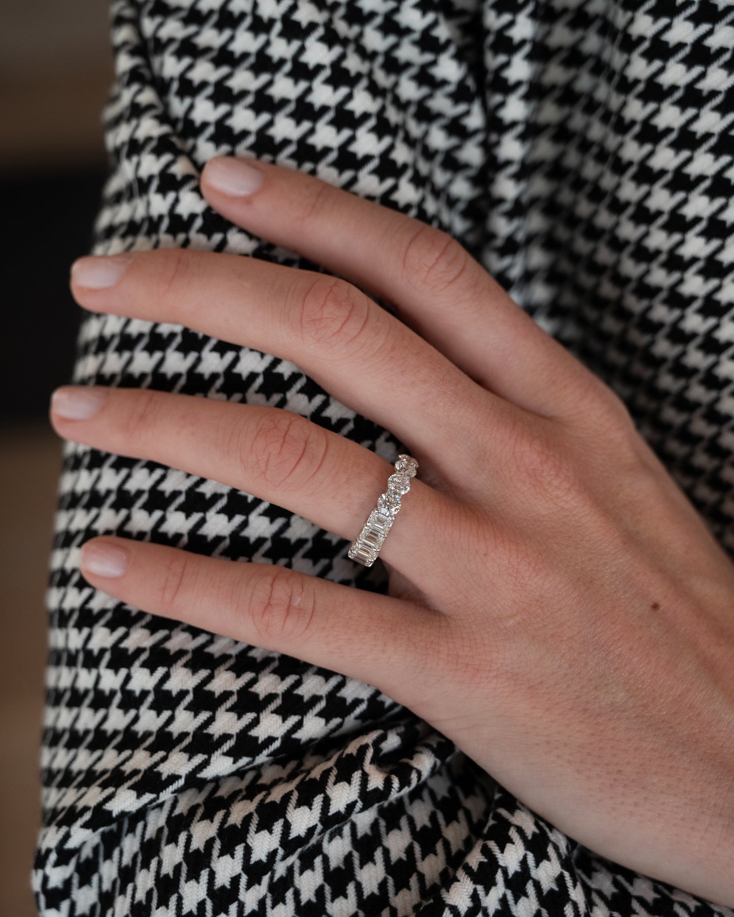 2.51 GIA Round & Emerald Diamond Eternity Band 14k