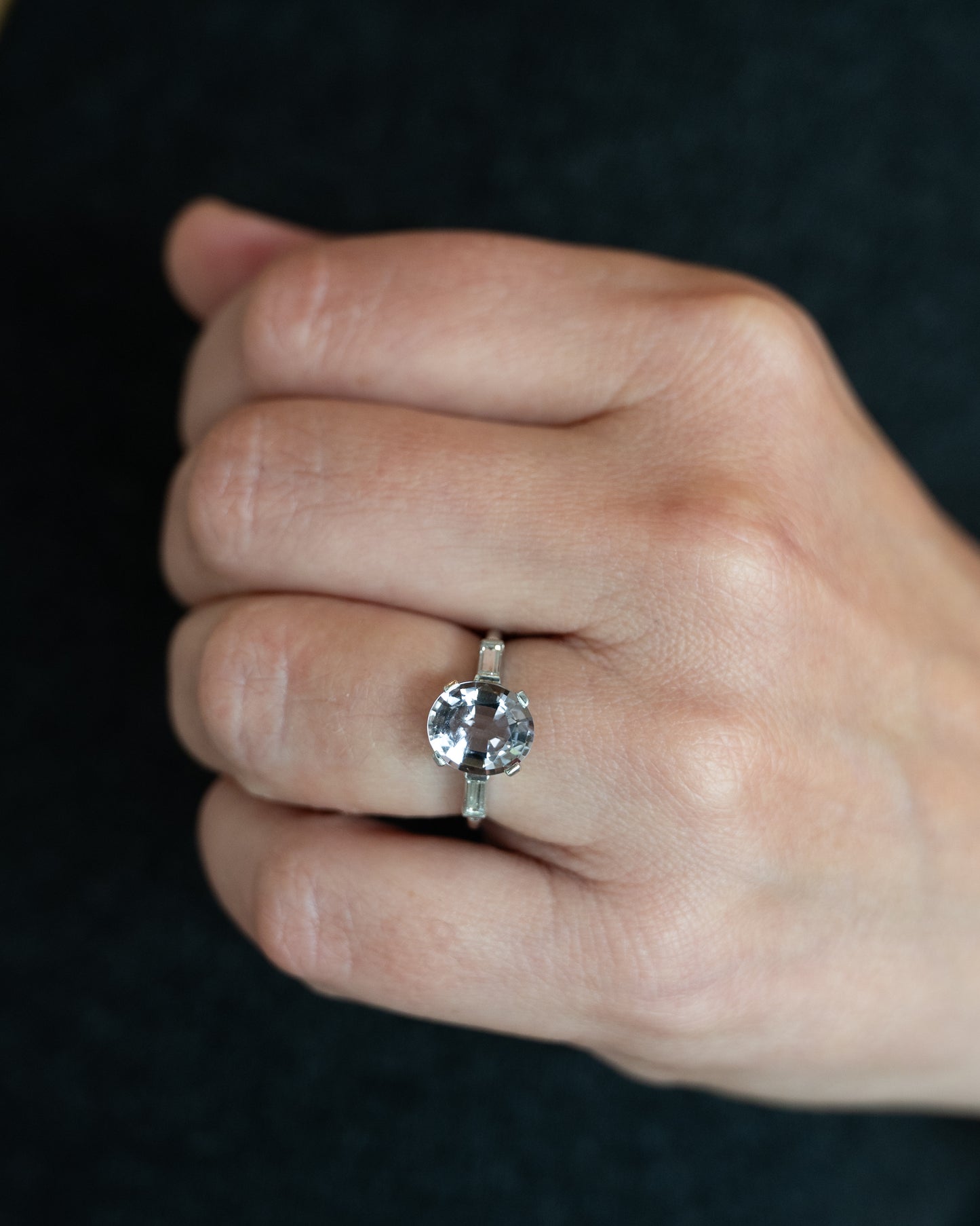 2.43 Vintage Lavender Spinel Engagement Ring in Platinum