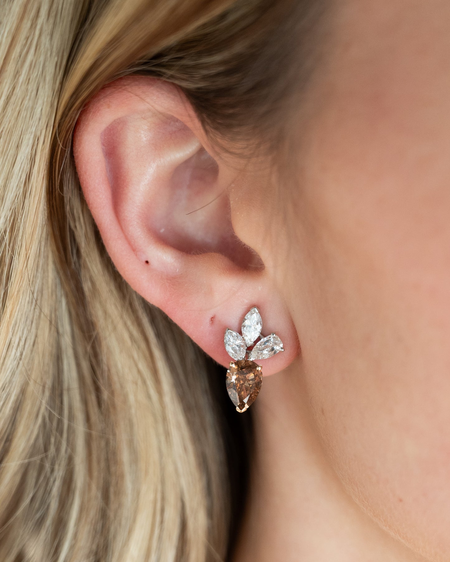 4.99 Diamond Cluster Stud Earrings Two-Tone 14k