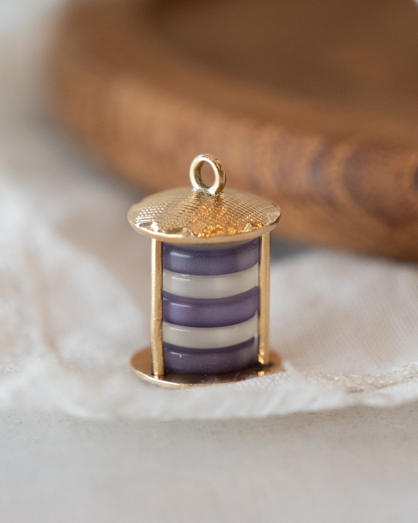 Vintage Mid-Century Lantern Charm 14k Yellow Gold