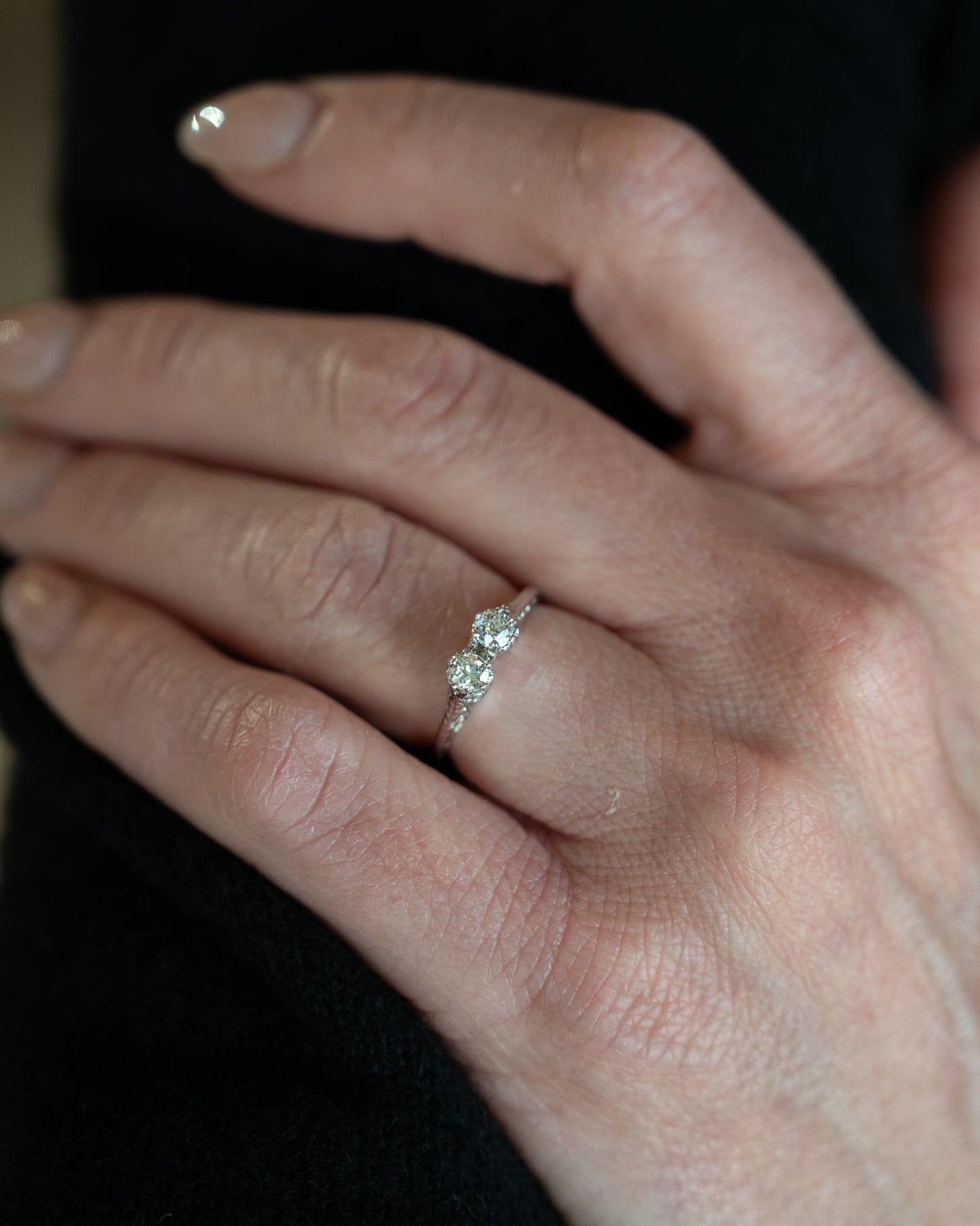 .32 Antique Art Deco Toi Et Moi Engagement Ring 18k