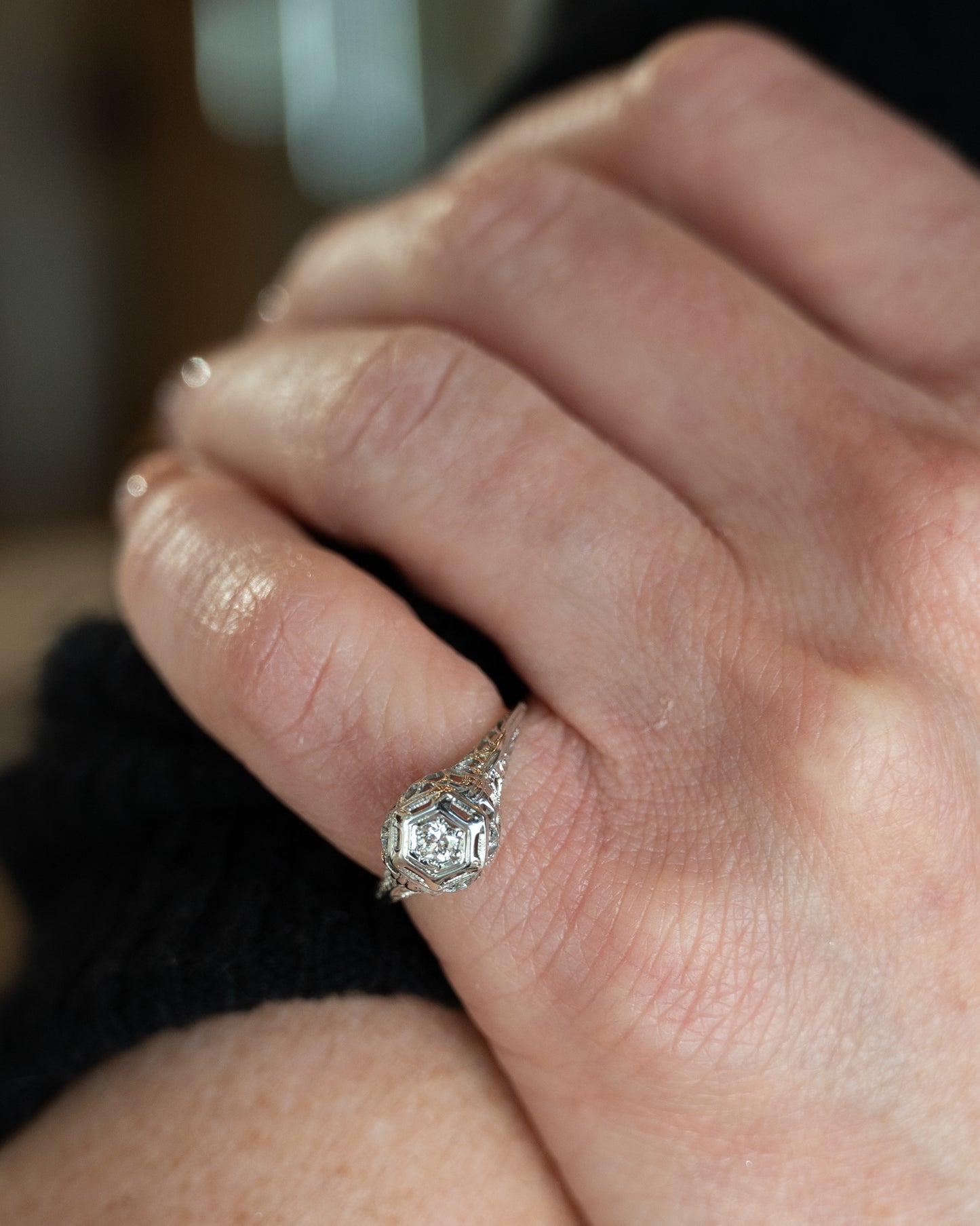 .13 Antique Deco Diamond Solitaire Engagement Ring 18k