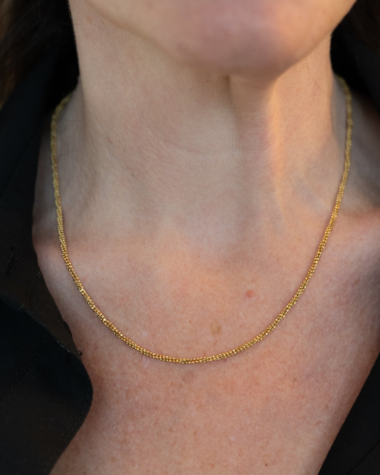 18 Inch Beaded Chain Necklace in 14k Yellow Gold