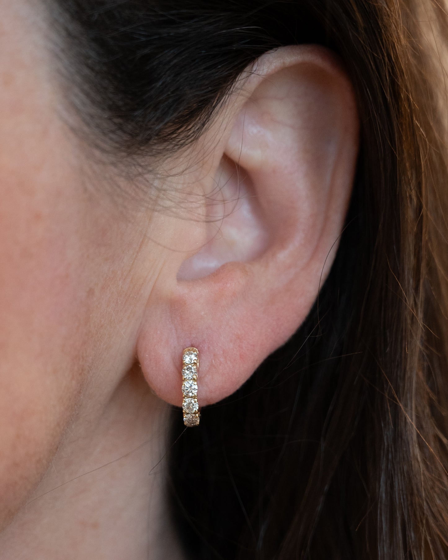 .90 Round Brilliant Diamond Hoop Earrings 14k