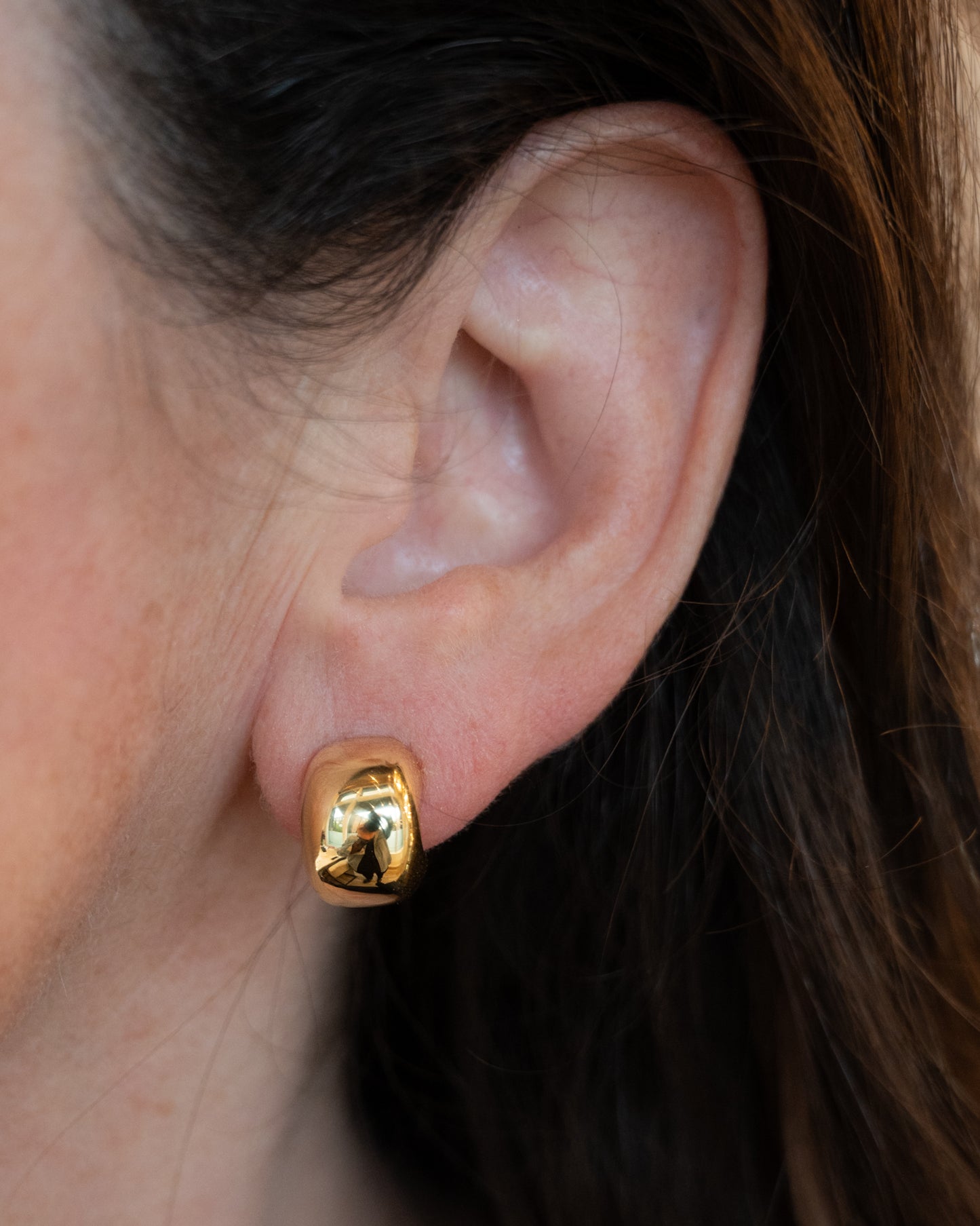 Half Moon Puffy Hoop Earrings in 14k Yellow Gold