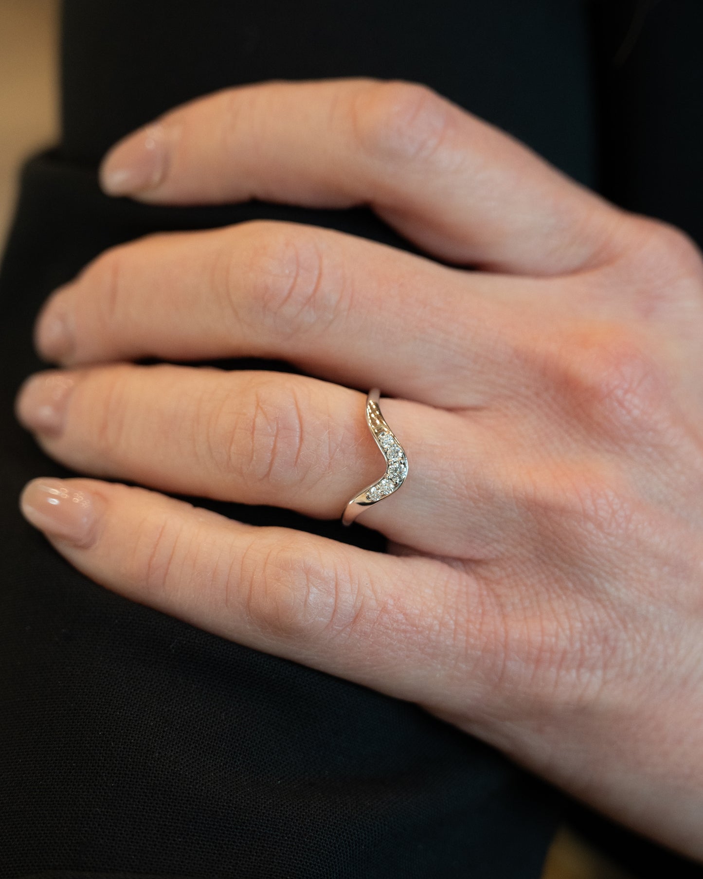 .18 Diamond Contour Wedding Band in 14k White Gold