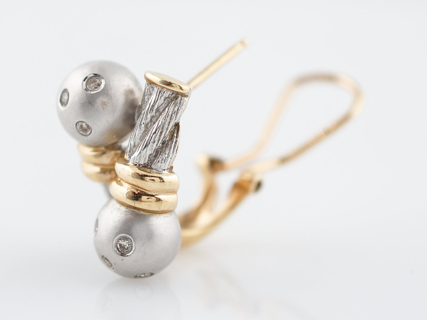 Earrings Modern .20 Round Brilliant Cut Diamonds in 14k White & Yellow Gold