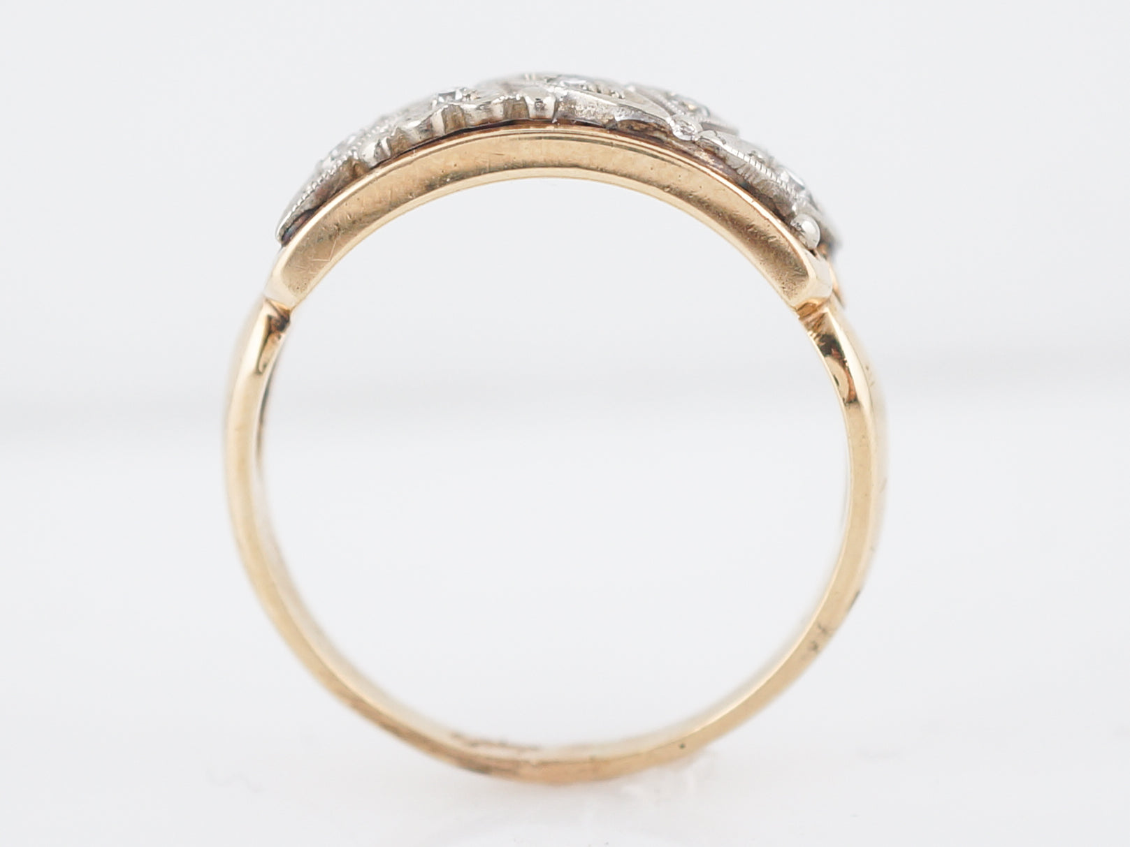 Vintage Right Hand Ring Mid-Century .05 Round Brilliant Cut Diamonds in 14K Yellow & White Gold