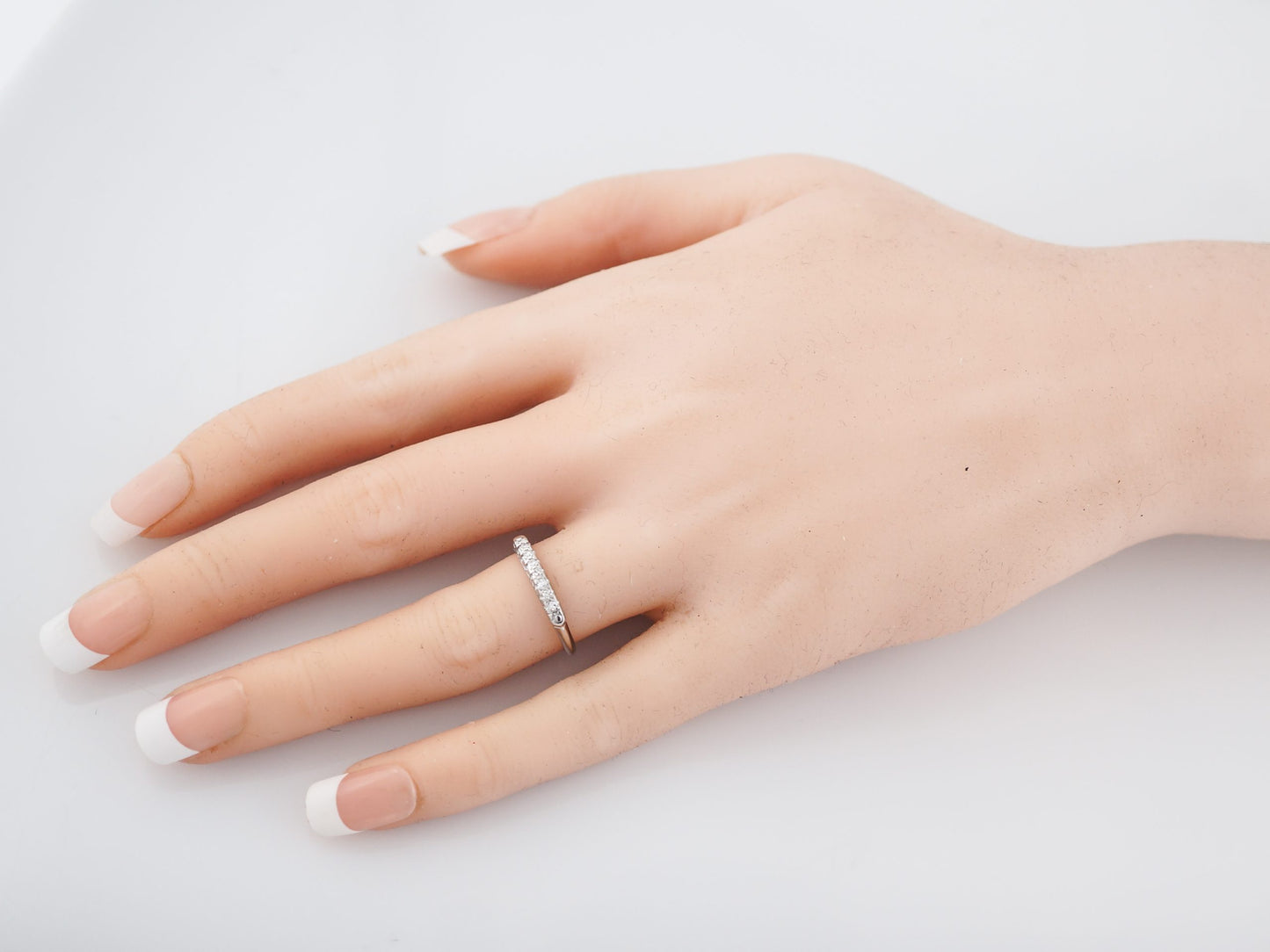 Antique Wedding Band Art Deco .08 Single Cut Round Diamond in 18k White Gold