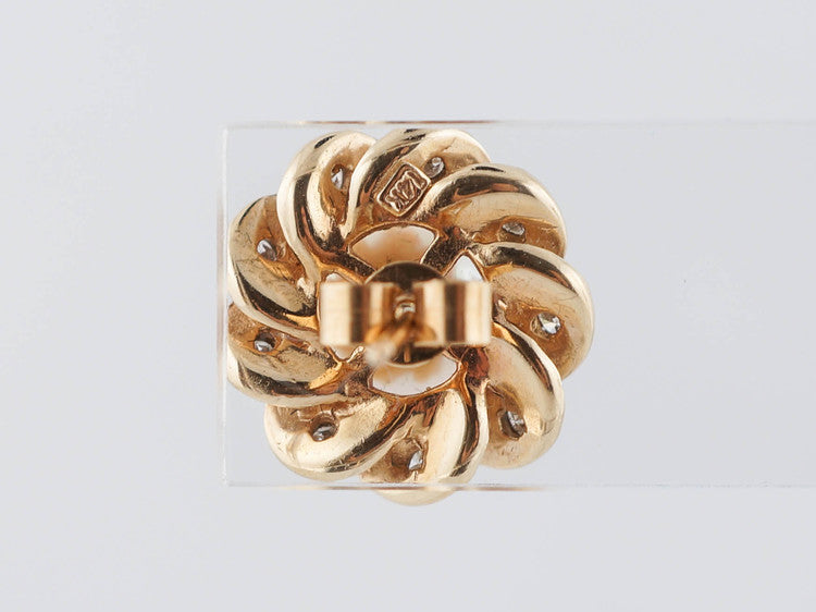 Earrings Modern Akoya Pearl in 14k Yellow Gold