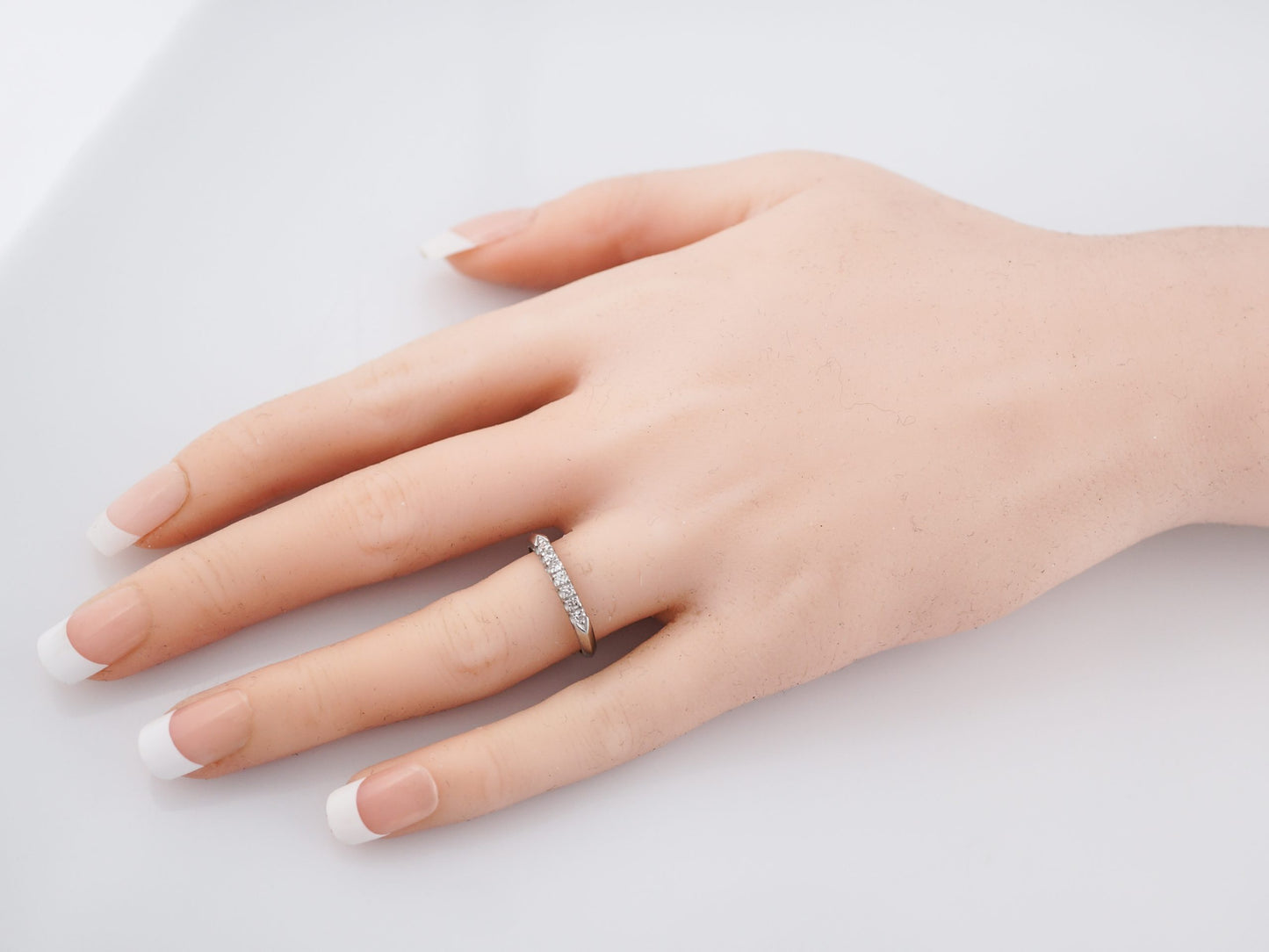 Antique Wedding Band Art Deco .21 Single Cut Diamond in Platinum