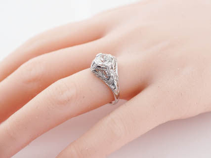 Antique Engagement Ring Art Deco 1.12cttw Old European Cut Diamond in Platinum