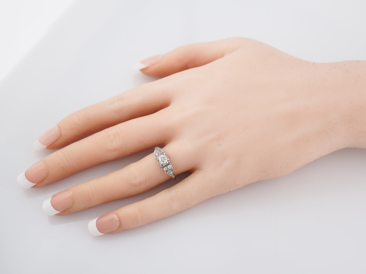 Antique Engagement Ring Art Deco GIA .43 Old European Cut Diamond in Platinum