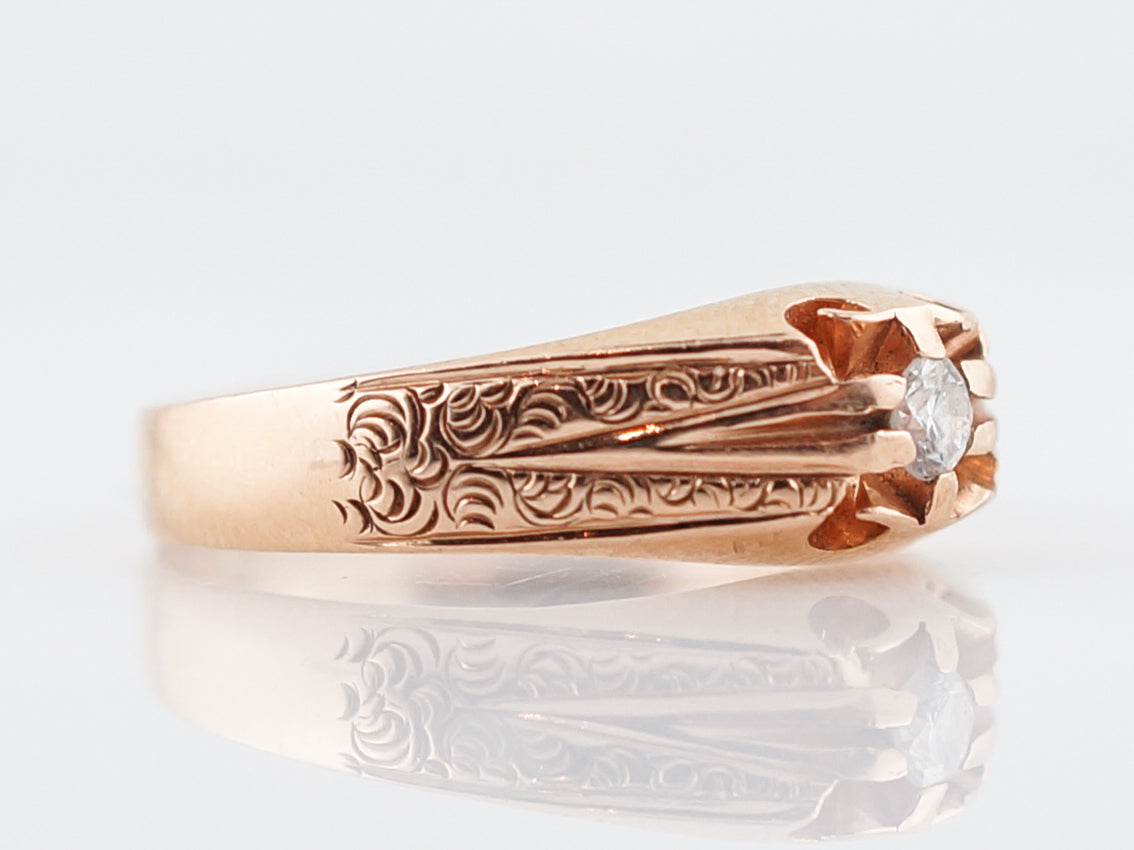 Vintage Engagement Ring Mid-Century .13 Round Brilliant Diamond in 14k Rose Gold