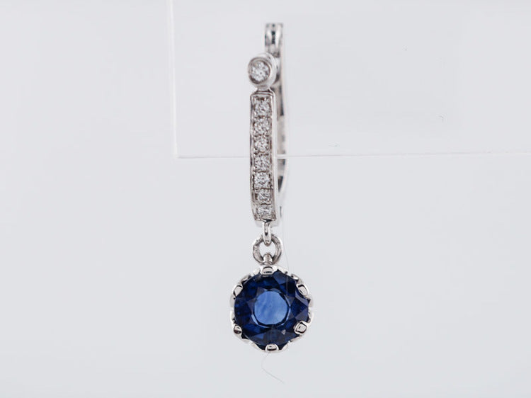 Modern 1.80cttw Sapphire Dangle Earrings with Round Brilliant Diamonds in 18k White Gold