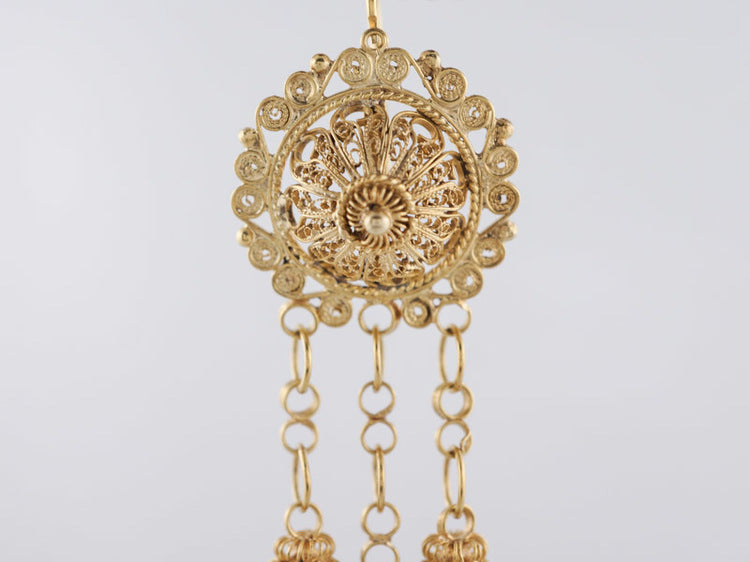 Antique Late Victorian Dangle Drop Earrings in 20k Yellow Gold