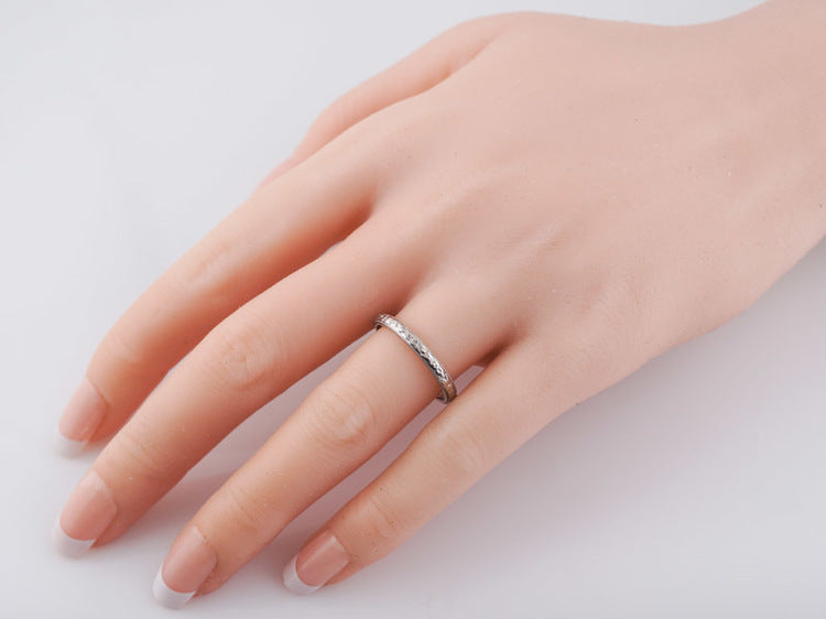 Antique Wedding Band Art Deco Orange Blossom in Platinum