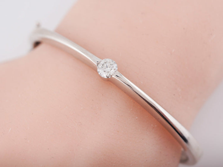Hearts On Fire Bangle Bracelet .40 Round Brilliant Diamond in 18k White Gold