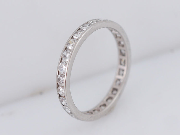 Antique Eternity Wedding Band Art Deco .78ct Single Cut Diamonds in Platinum