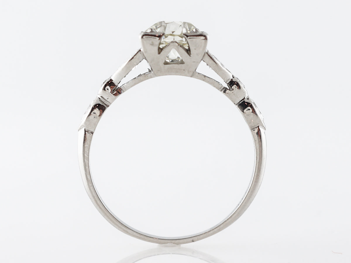 Vintage Floral Art Deco Diamond Engagement Ring in Platinum