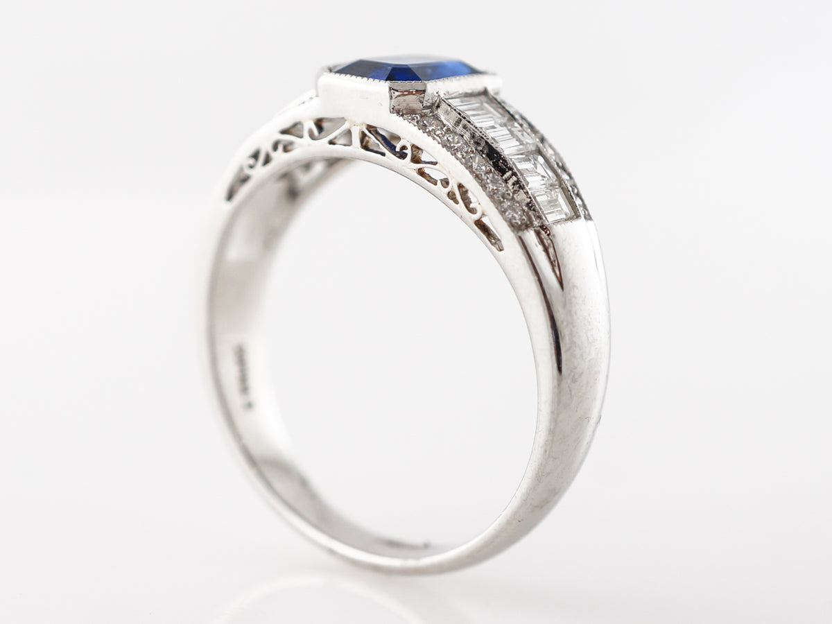 1.15 Emerald Cut Sapphire Engagement Ring in Platinum