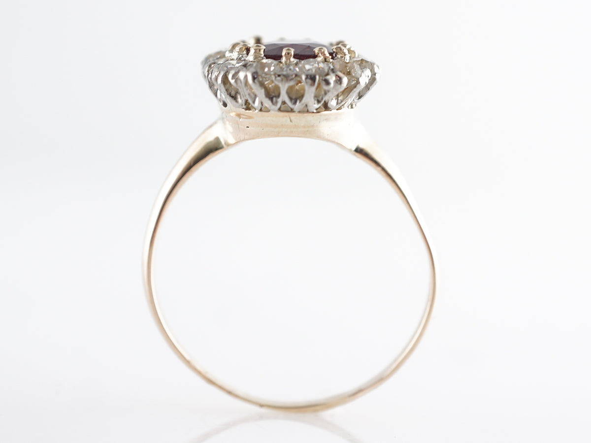 1.50 Carat Victorian Ruby & Diamond Cocktail Ring in 14K
