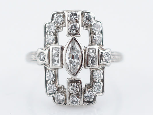 Antique Right Hand Ring Edwardian .61 Old Cut Diamonds in Platinum