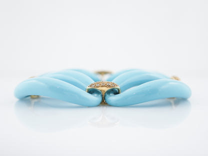 Modern Turquoise Bracelet .48 Round Brilliant Cut Diamonds in 18k Yellow Gold