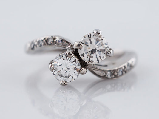 Antique Engagement Ring Art Deco .85 Round Brilliant Cut Diamonds in 14k White Gold