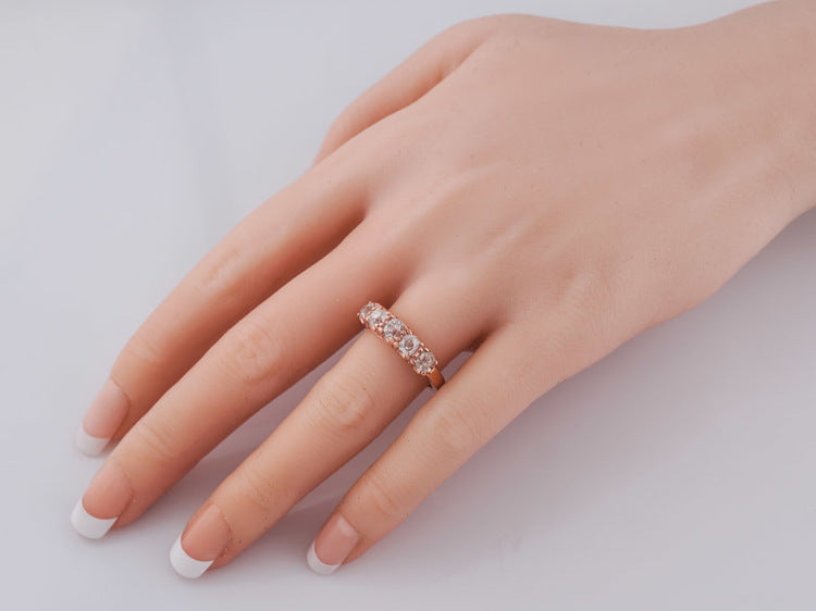 Wedding Band Modern 1.35cttw Old Mine Cut Diamonds in 14k Rose Gold