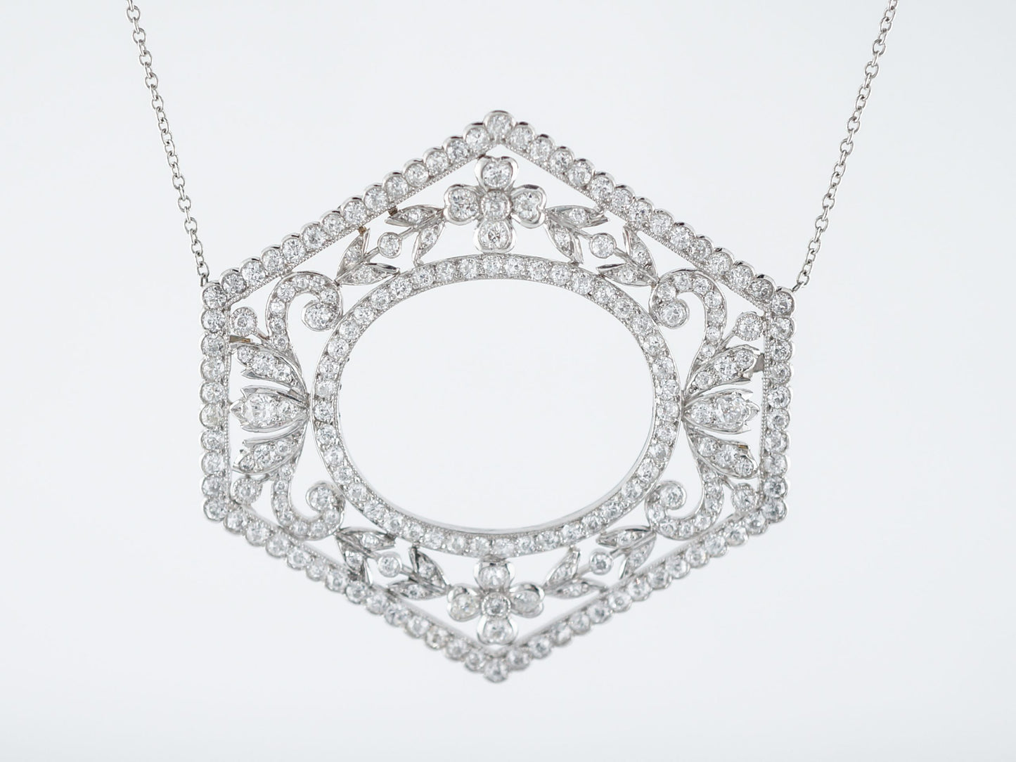 Antique Necklace Art Deco 5.00 Old European Cut Diamonds in Platinum