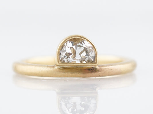 Modern Right Hand Ring .67 Half Moon Cut Diamond in 18k Yellow Gold