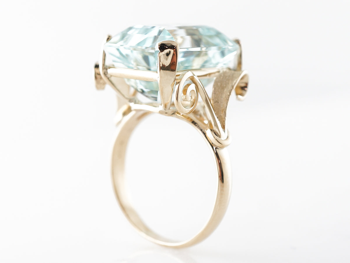 12 Carat Emerald Cut Aquamarine Ring in 18k