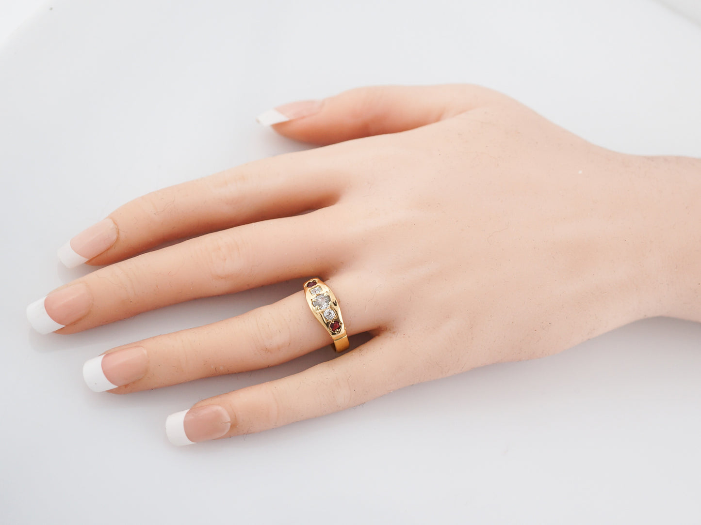 Antique Right Hand Ring Victorian .36 Old Mine Cut Diamond in 18k Yellow Gold