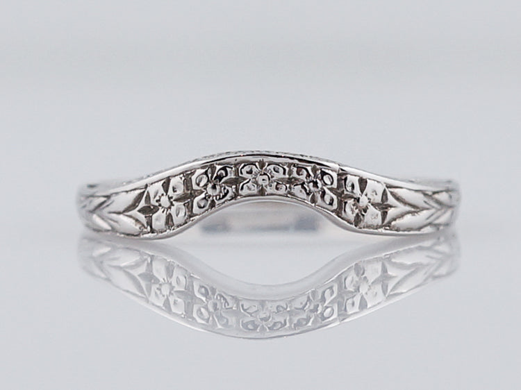 Modern Wedding Band Art Deco Style in 14k White Gold – Filigree